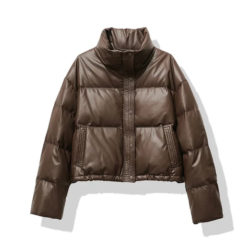Damen-Steppjacke in Oversize-Passform – kurze Winterjacke mit hohem Stehkragen für lässige Lagenlooks bei kaltem Wetter