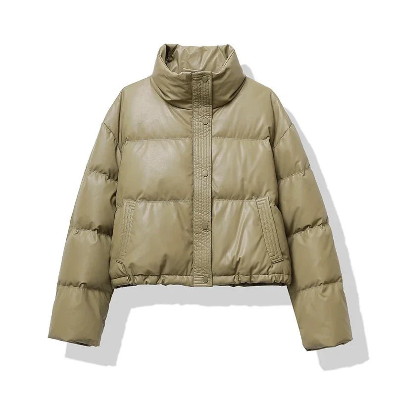 Damen-Steppjacke in Oversize-Passform – kurze Winterjacke mit hohem Stehkragen für lässige Lagenlooks bei kaltem Wetter