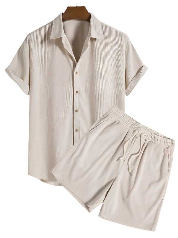 Conjunto minimalista de verano para hombre Camisa de manga corta y pantalones cortos Ropa casual ligera y transpirable