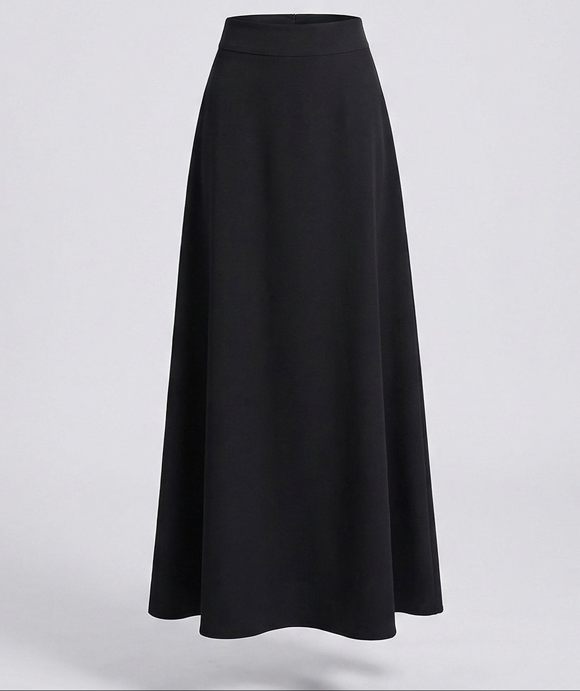 Saia maxi de cintura subida para mulher, com cintura lisa e silhueta fluida em linha A – Saia comprida minimalista para looks casuais e noturnos