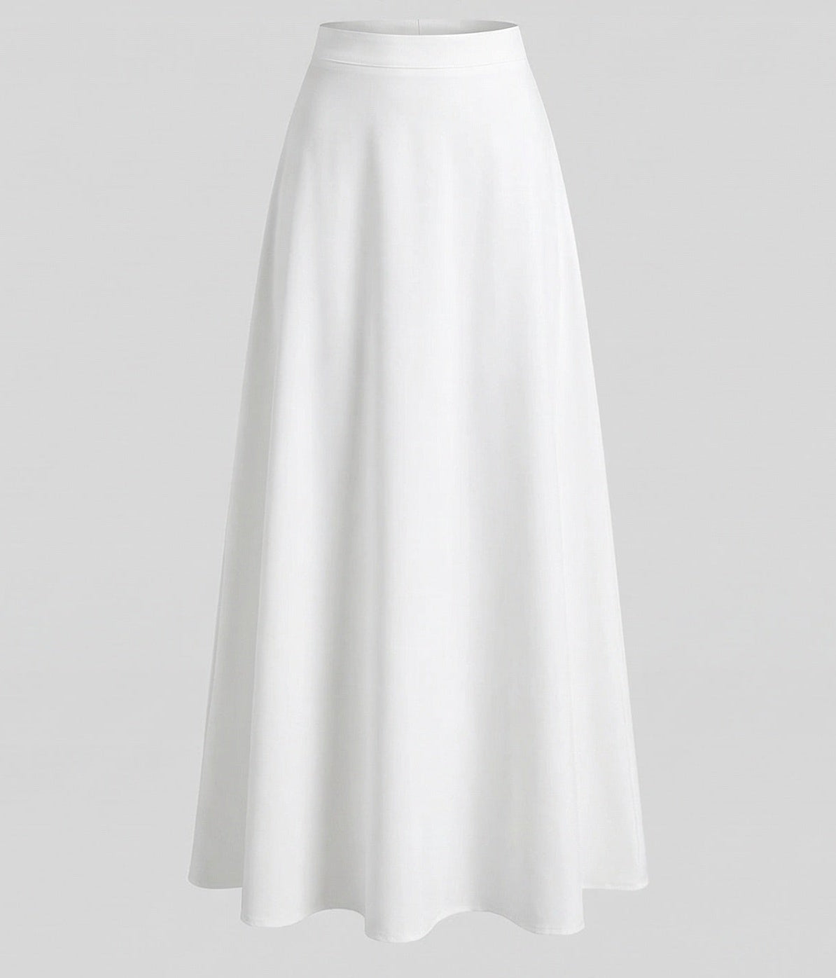 Saia maxi de cintura subida para mulher, com cintura lisa e silhueta fluida em linha A – Saia comprida minimalista para looks casuais e noturnos