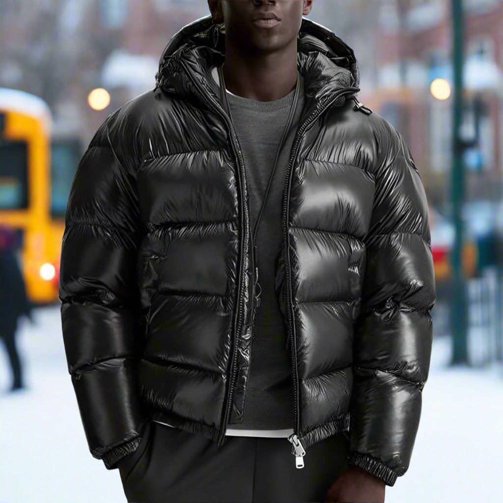 Men’s Hooded Down Puffer Jacket – Lightweight Insulated Winter Outerwear for Everyday Cold-Weather Wear