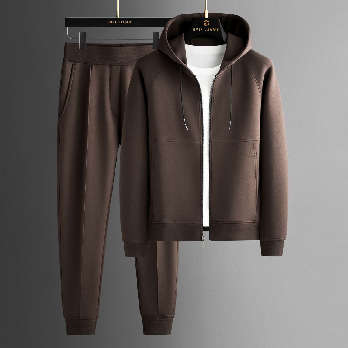 Men’s Zip-Up Tracksuit – Hooded Jacket and Jogger Set with Drawstring Waist for Casual Everyday Wear