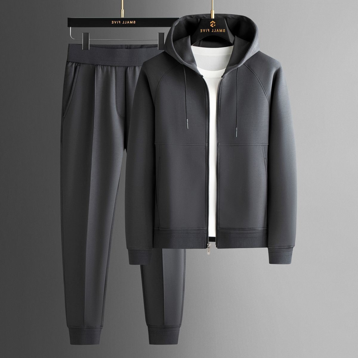 Men’s Zip-Up Tracksuit – Hooded Jacket and Jogger Set with Drawstring Waist for Casual Everyday Wear