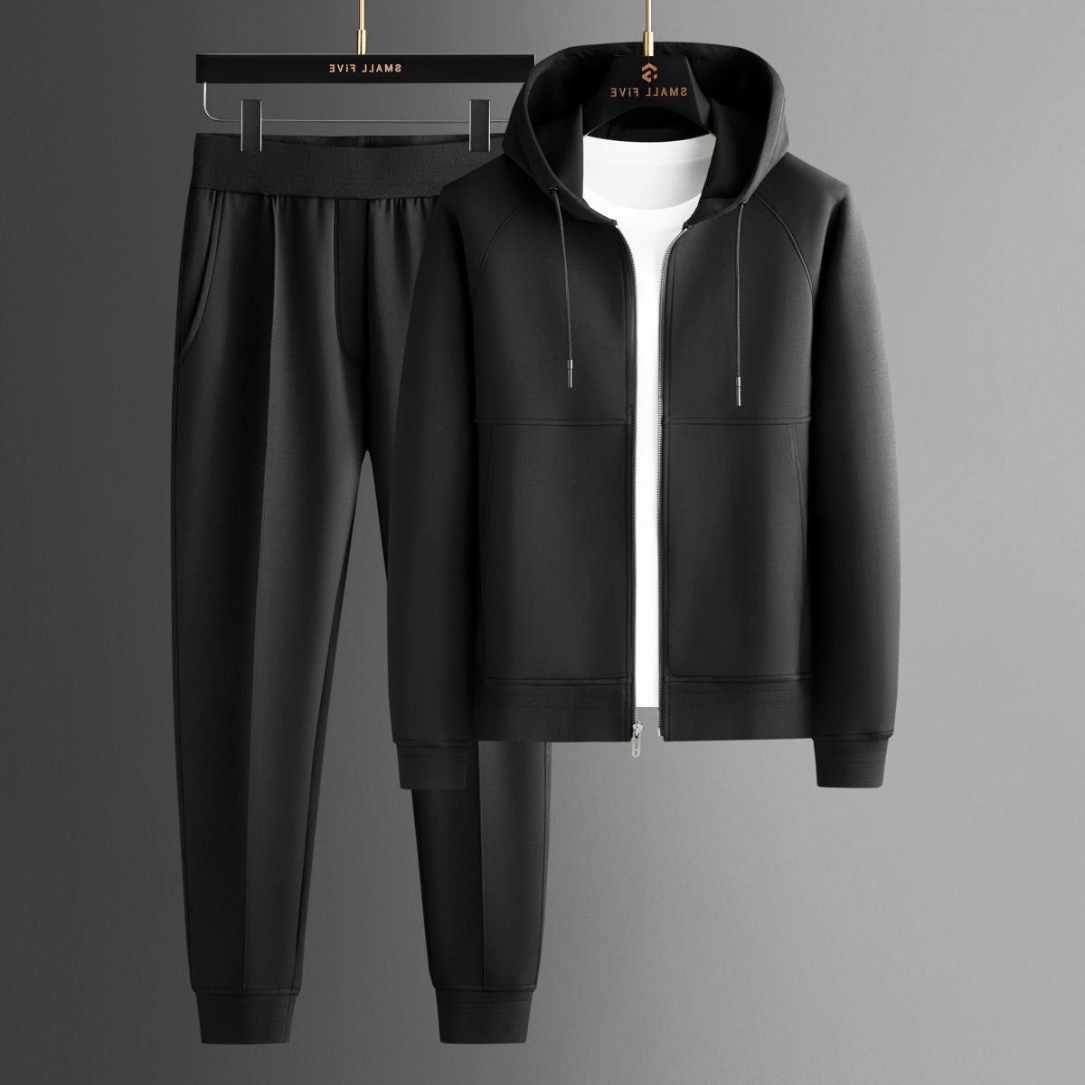 Men’s Zip-Up Tracksuit – Hooded Jacket and Jogger Set with Drawstring Waist for Casual Everyday Wear