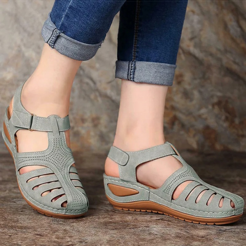 Damen-Sandalen mit geschlossener Zehenpartie – verstellbare Schuhe mit Aussparungen für Frühling und Sommer