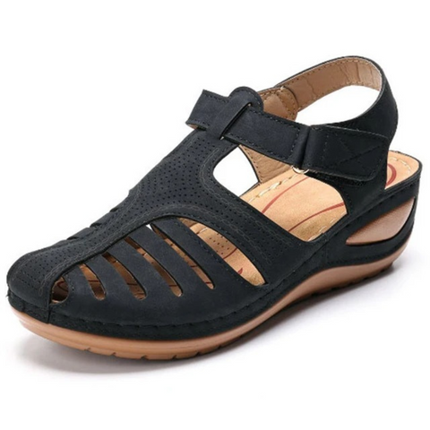 Damen-Sandalen mit geschlossener Zehenpartie – verstellbare Schuhe mit Aussparungen für Frühling und Sommer