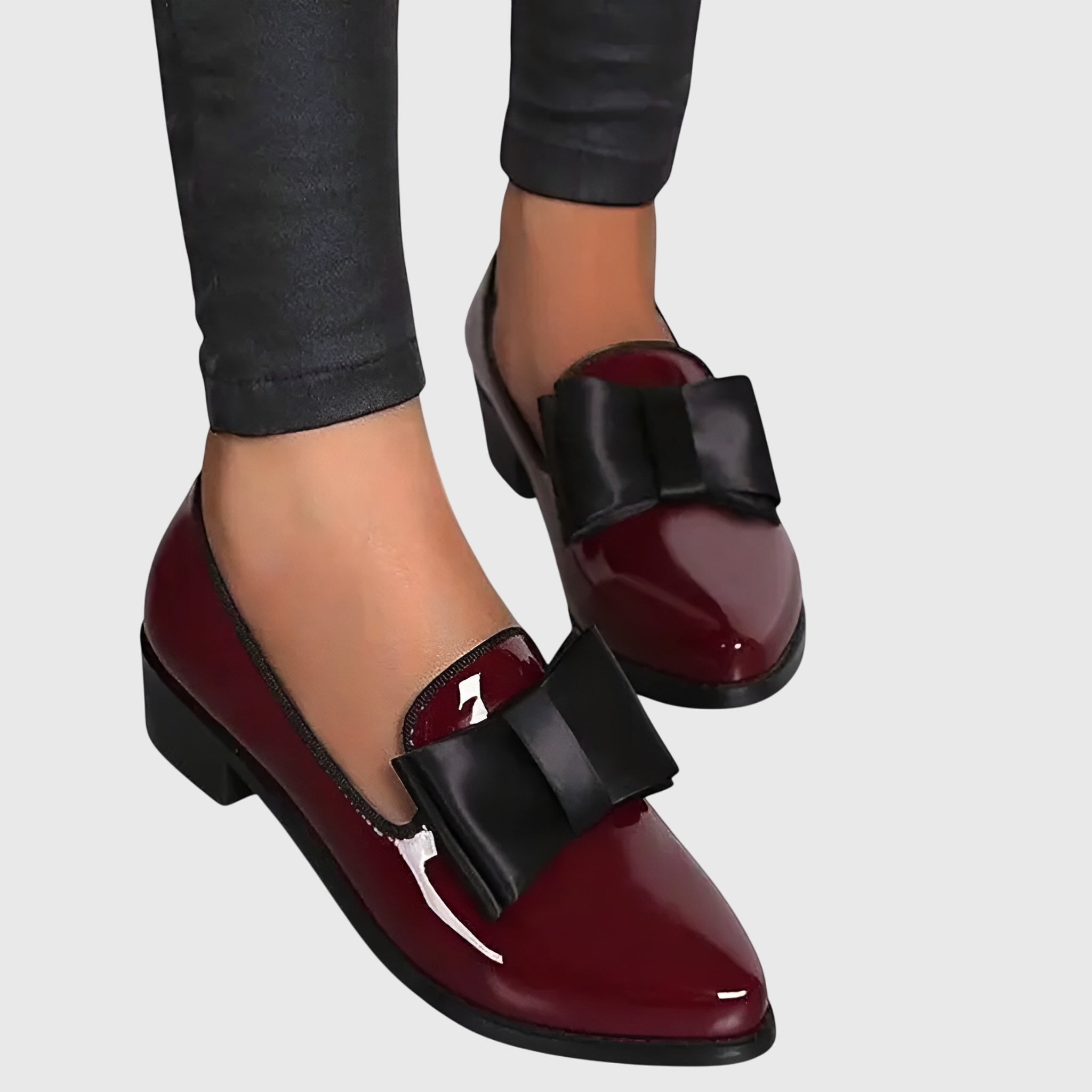 Women’s Bow Detail Patent Loafers Elegant Slip-On Shoes