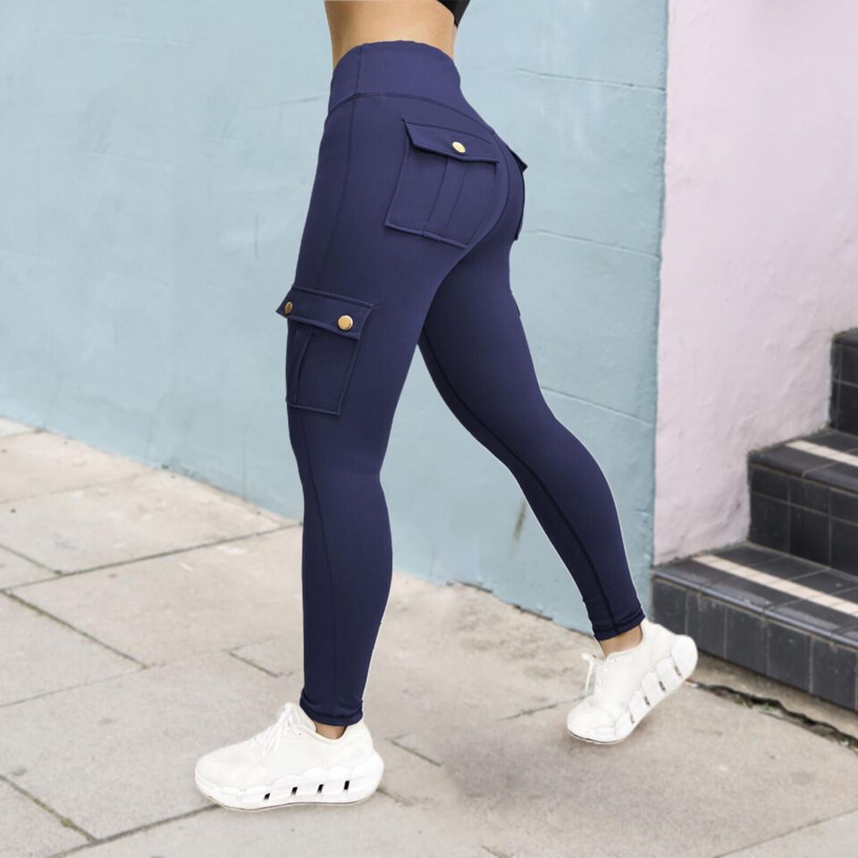 Cargo-legging voor dames met hoge taille – vormende sportlegging met zakken voor training en dagelijks gebruik
