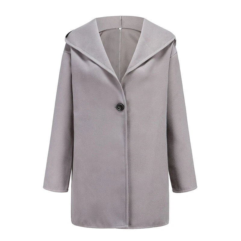 Relaxte blazer voor dames met één knoop en oversized gedrapeerde revers – Elegante korte getailleerde jas voor smart casual en kantoor