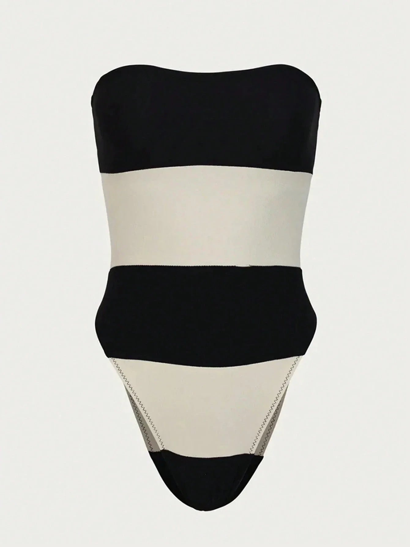 Women’s Strapless High-Cut Panelled One-Piece Swimsuit