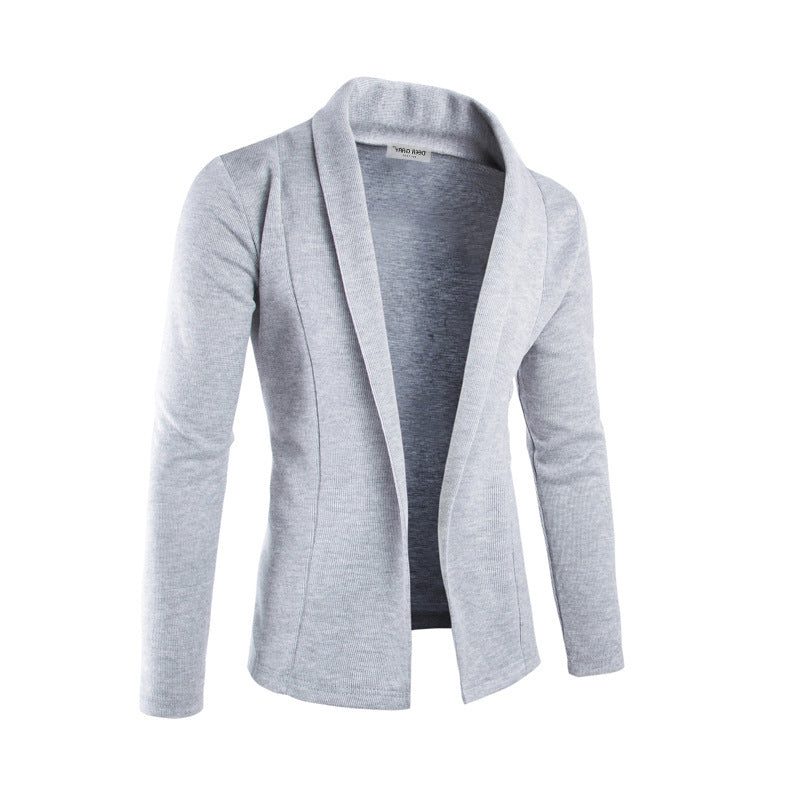 Cardigan til mænd med åben front og sjalskrave – afslappet langærmet striklag til smart casual-brug