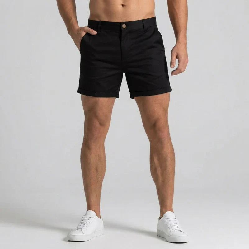 Pantaloni scurți chino pentru bărbați, croială slim, cu talie ajustată