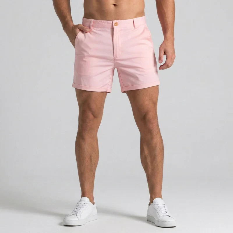Pantaloni scurți chino pentru bărbați, croială slim, cu talie ajustată