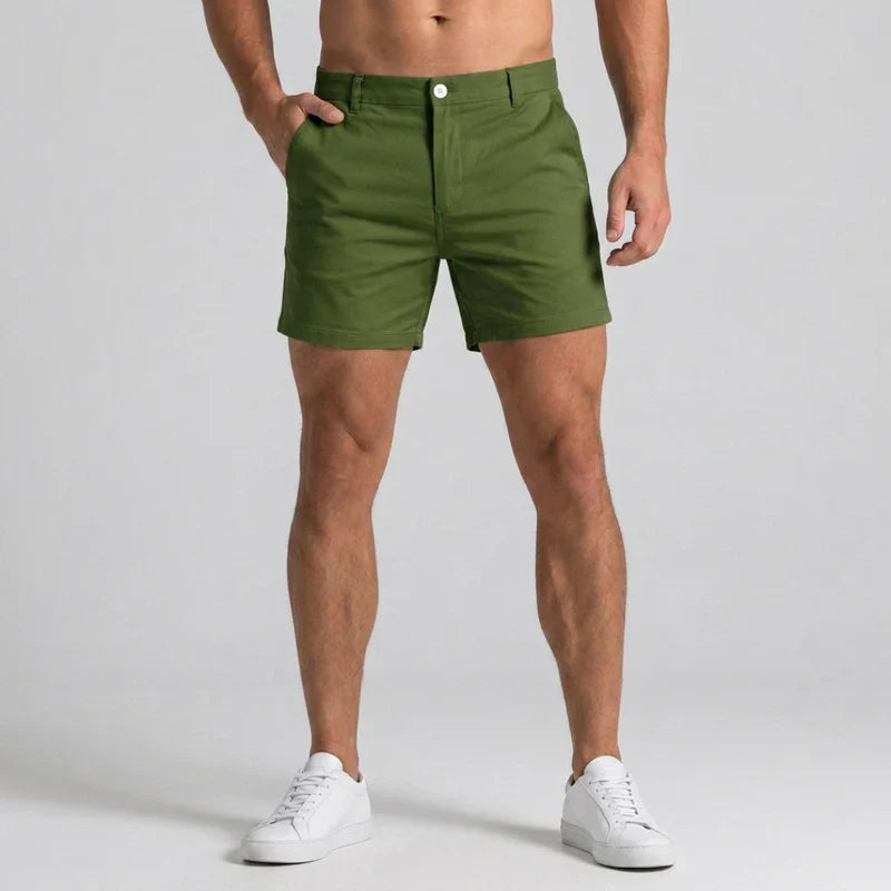 Pantaloni scurți chino pentru bărbați, croială slim, cu talie ajustată