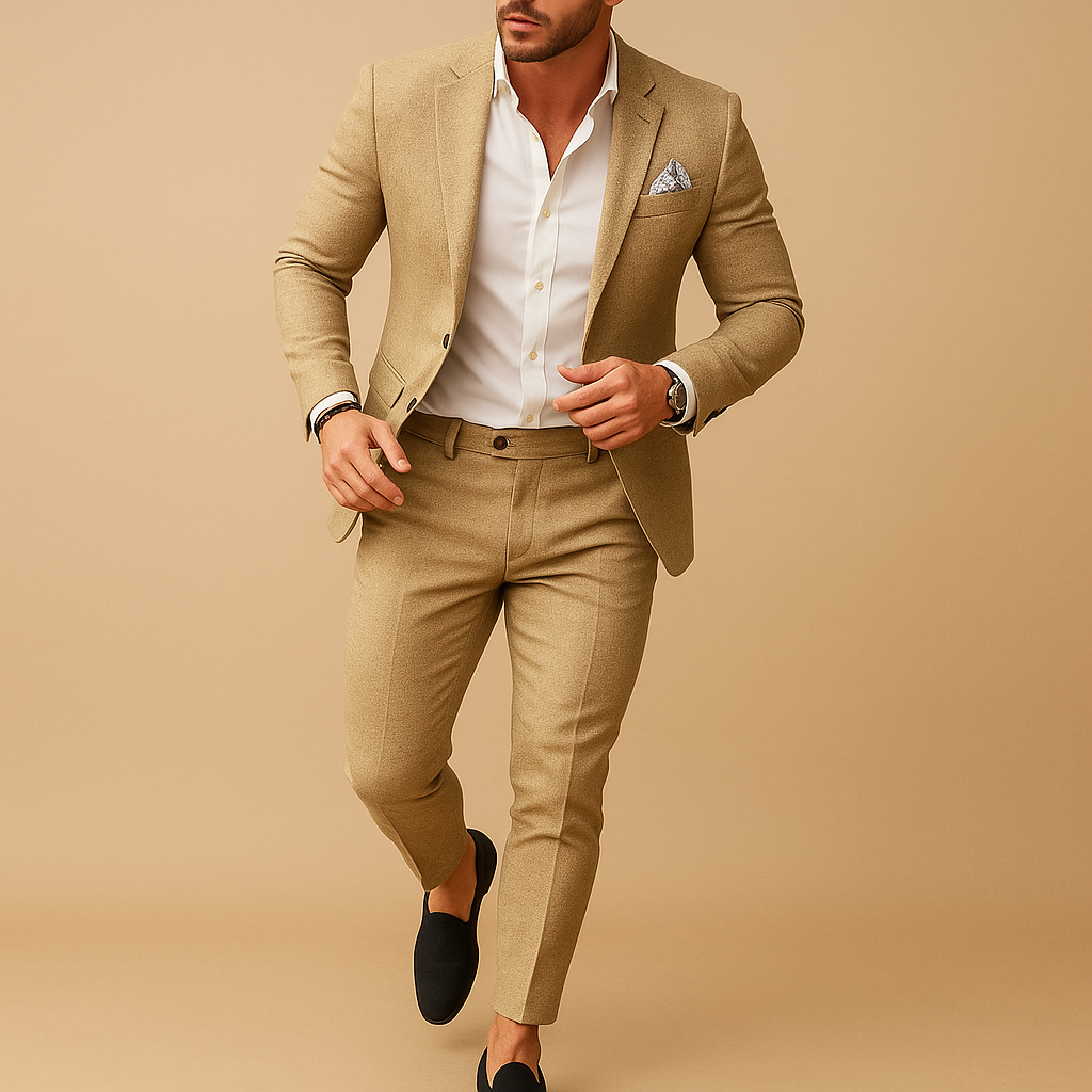 Slim fit-jakkesæt til mænd i to dele - Skræddersyet blazer- og buksesæt til bryllupper, forretningsmøder, formelle begivenheder og aftenanledninger