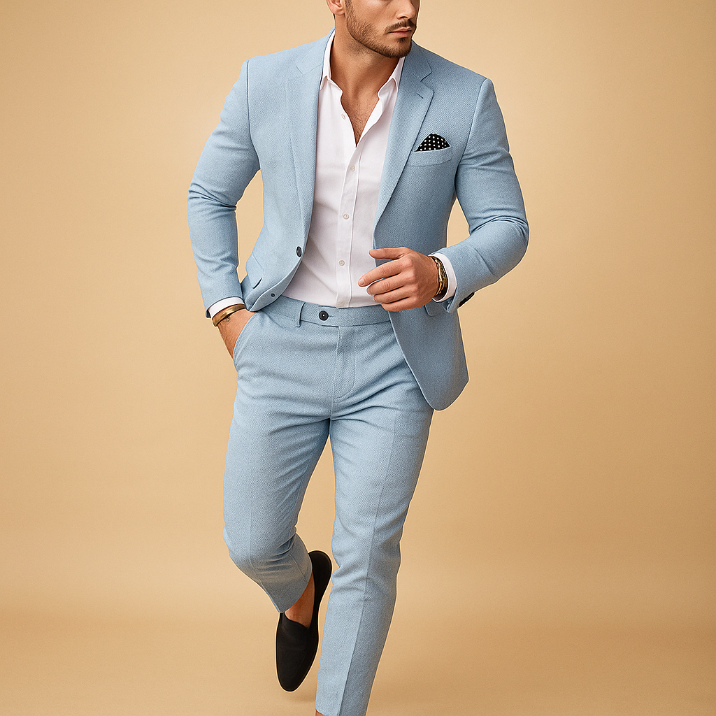 Slim fit-jakkesæt til mænd i to dele - Skræddersyet blazer- og buksesæt til bryllupper, forretningsmøder, formelle begivenheder og aftenanledninger