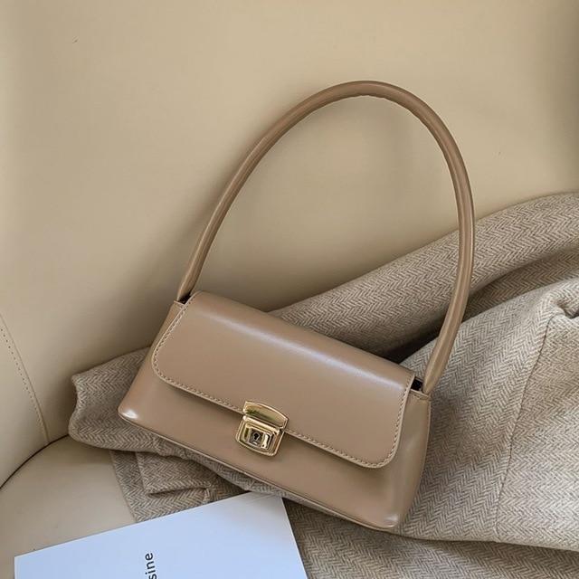 Women’s Small Shoulder Bag with Short Strap and Clasp Detail – Structured Flap Handbag for Everyday Outfits and Evening Plans