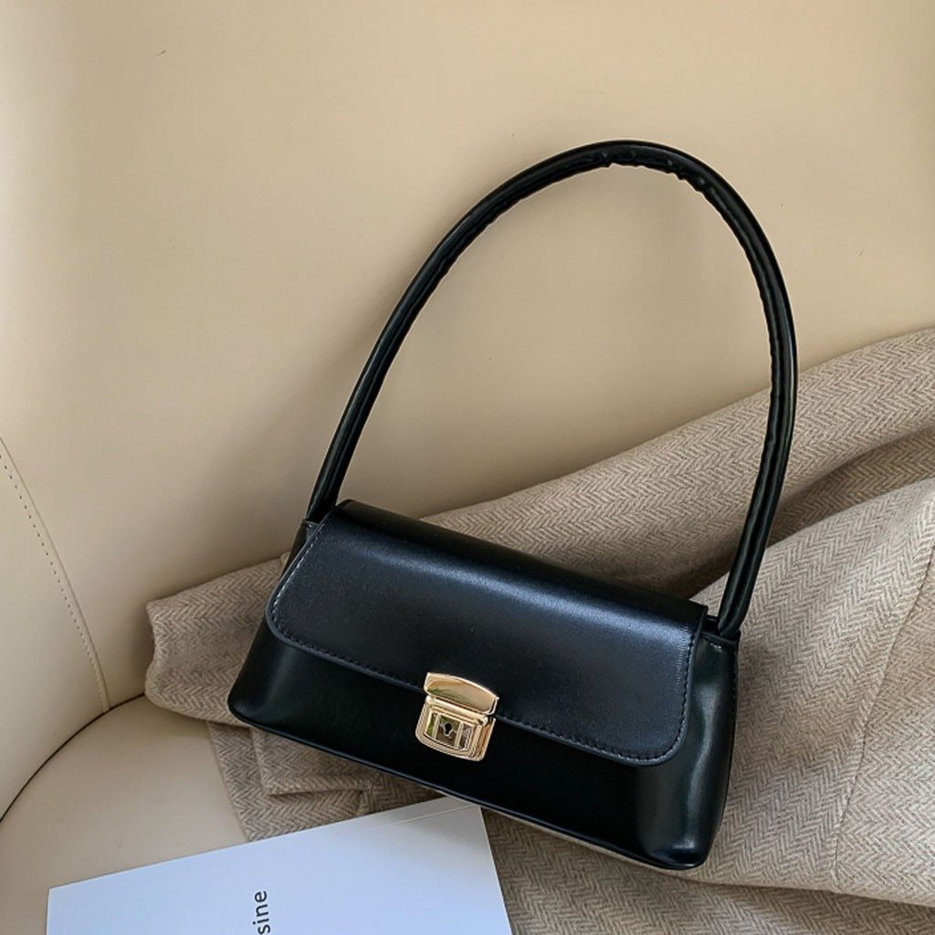 Women’s Small Shoulder Bag with Short Strap and Clasp Detail – Structured Flap Handbag for Everyday Outfits and Evening Plans