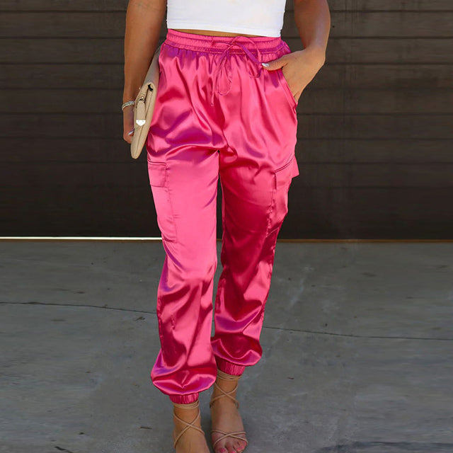 Calças jogger cargo de cintura subida para mulher – Parte inferior afunilada de inspiração utilitária para looks citadinos de outono, viagens, planos de fim de semana e um estilo casual para o dia a dia