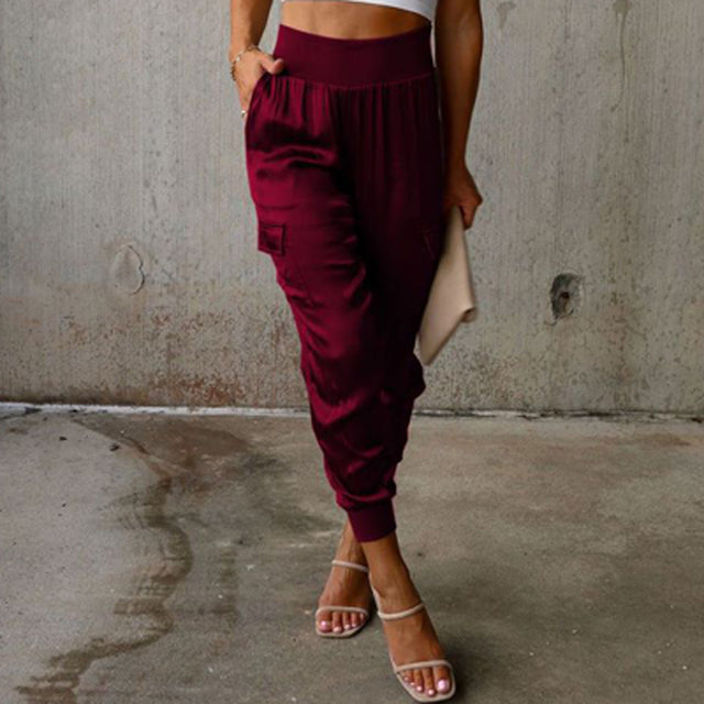 Calças jogger cargo de cintura subida para mulher – Parte inferior afunilada de inspiração utilitária para looks citadinos de outono, viagens, planos de fim de semana e um estilo casual para o dia a dia