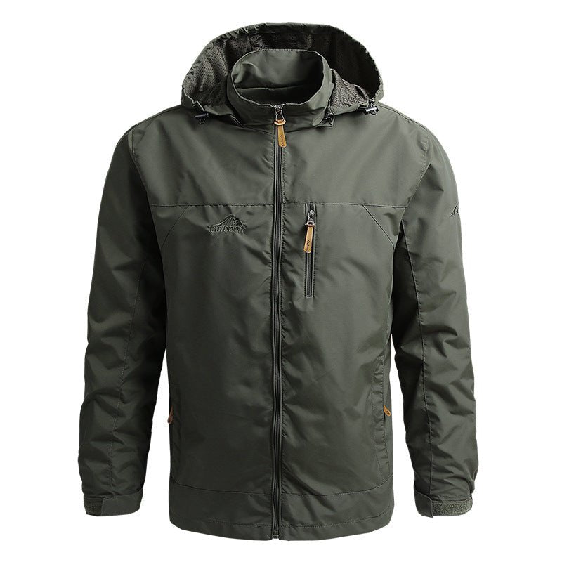 Jachetă bărbătească ușoară softshell pentru exterior - haină cu glugă, rezistentă la vânt și hidrofugă, pentru drumeții, ciclism și purtare zilnică