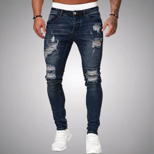 Blugi bărbătești elastici cu rupturi – croială slim, confortabili, stilati, durabili, casual, denim pentru uz zilnic