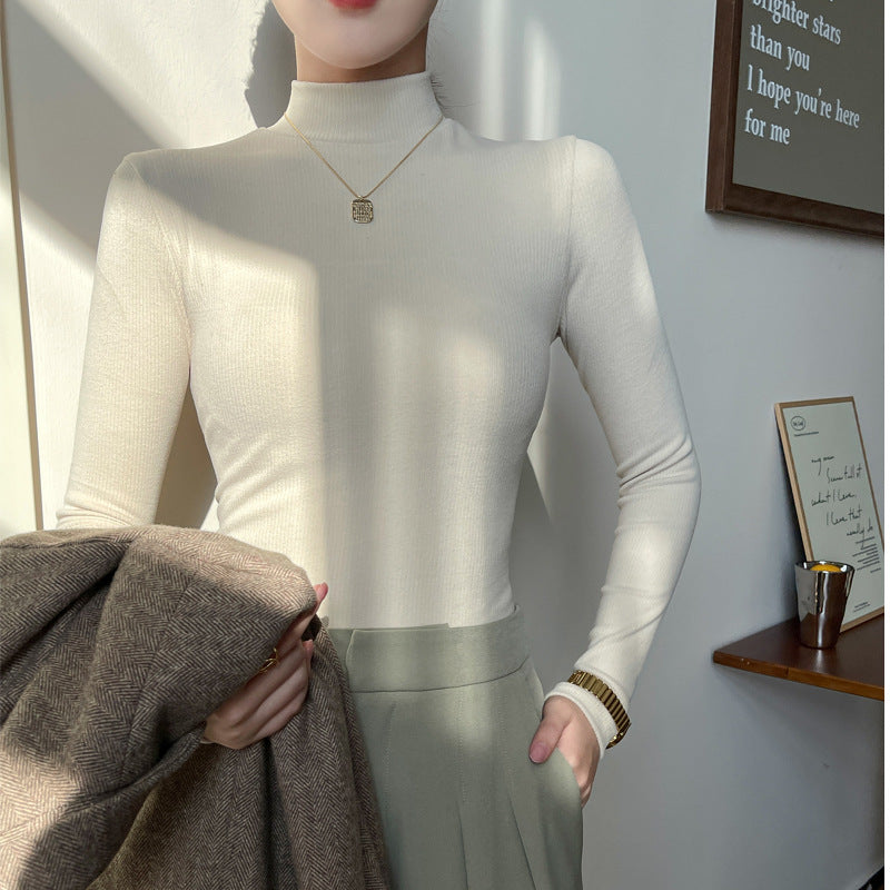 Fein gerippter Pullover mit Stehkragen für Damen – Schmal geschnittenes Essential mit langen Ärmeln für den Lagenlook im Herbst