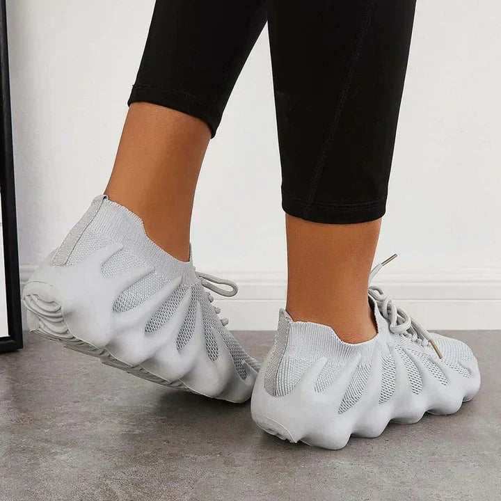 Women’s Sculpted-Sole Mesh Sneakers – Breathable Lace-Up Trainers for Casual Everyday Wear