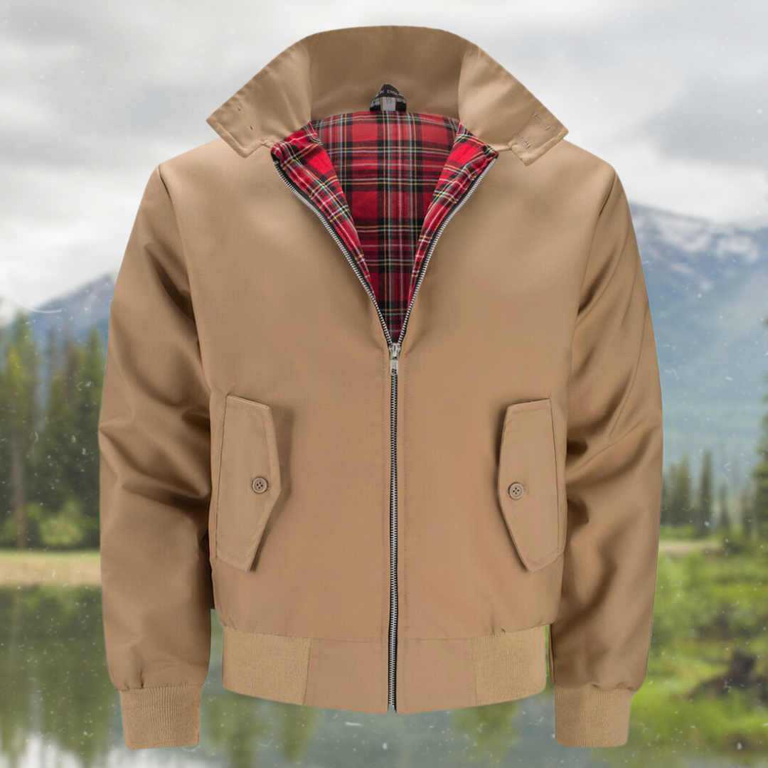 Jachetă Harrington pentru bărbați – jachetă casual cu fermoar și căptușeală în carouri tartan