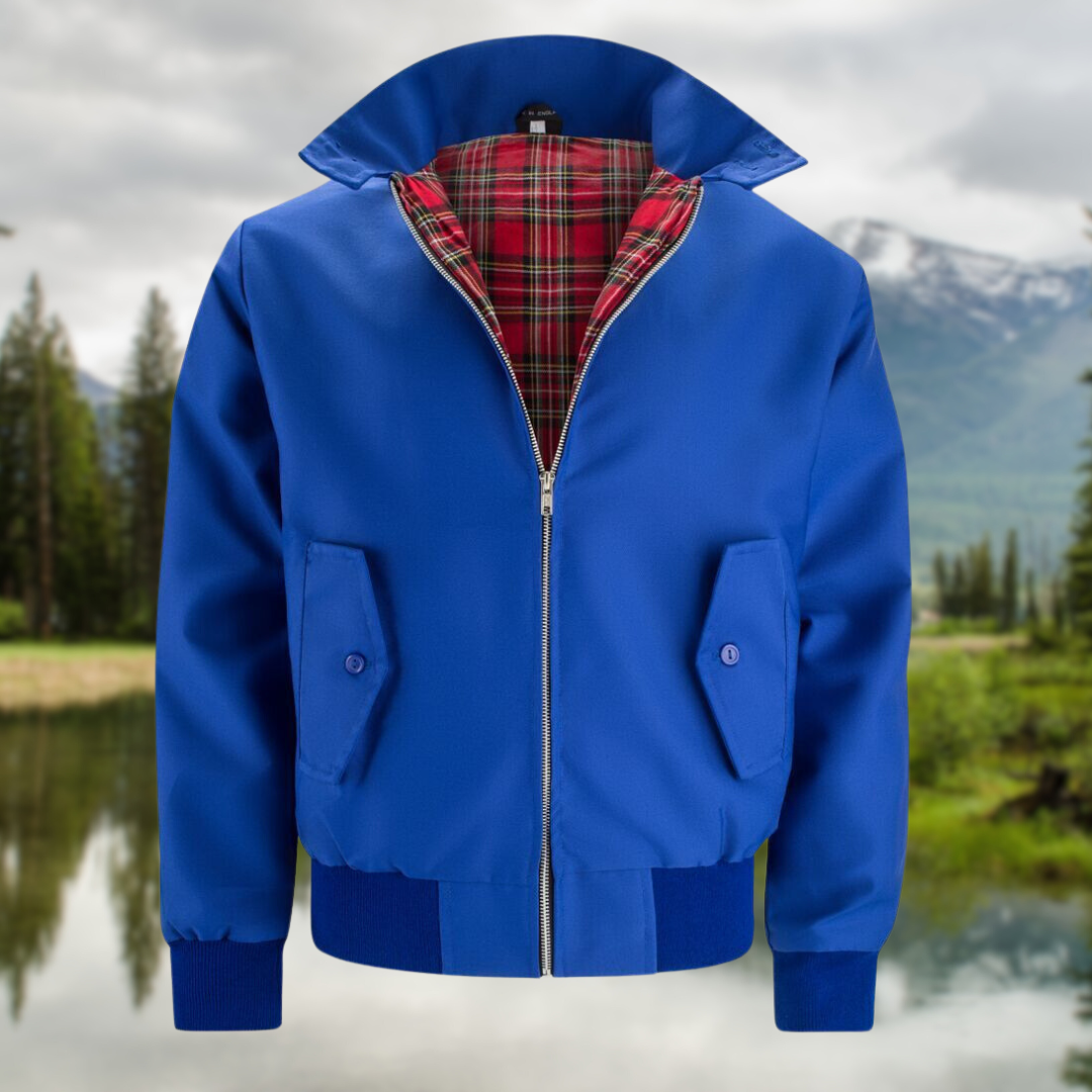Jachetă Harrington pentru bărbați – jachetă casual cu fermoar și căptușeală în carouri tartan