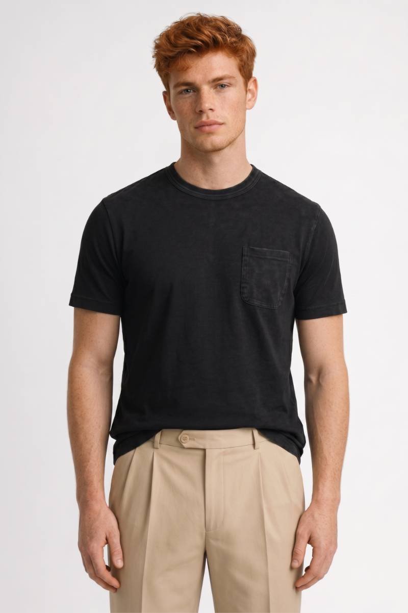 T-shirt da uomo con taschino sul petto, lavata, taglio quotidiano