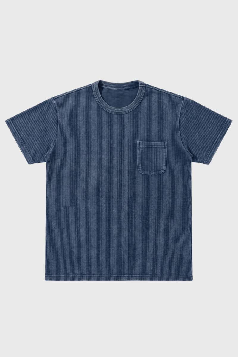T-shirt da uomo con taschino sul petto, lavata, taglio quotidiano