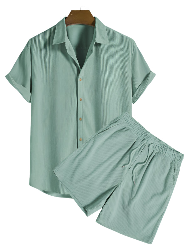Conjunto minimalista de verano para hombre Camisa de manga corta y pantalones cortos Ropa casual ligera y transpirable