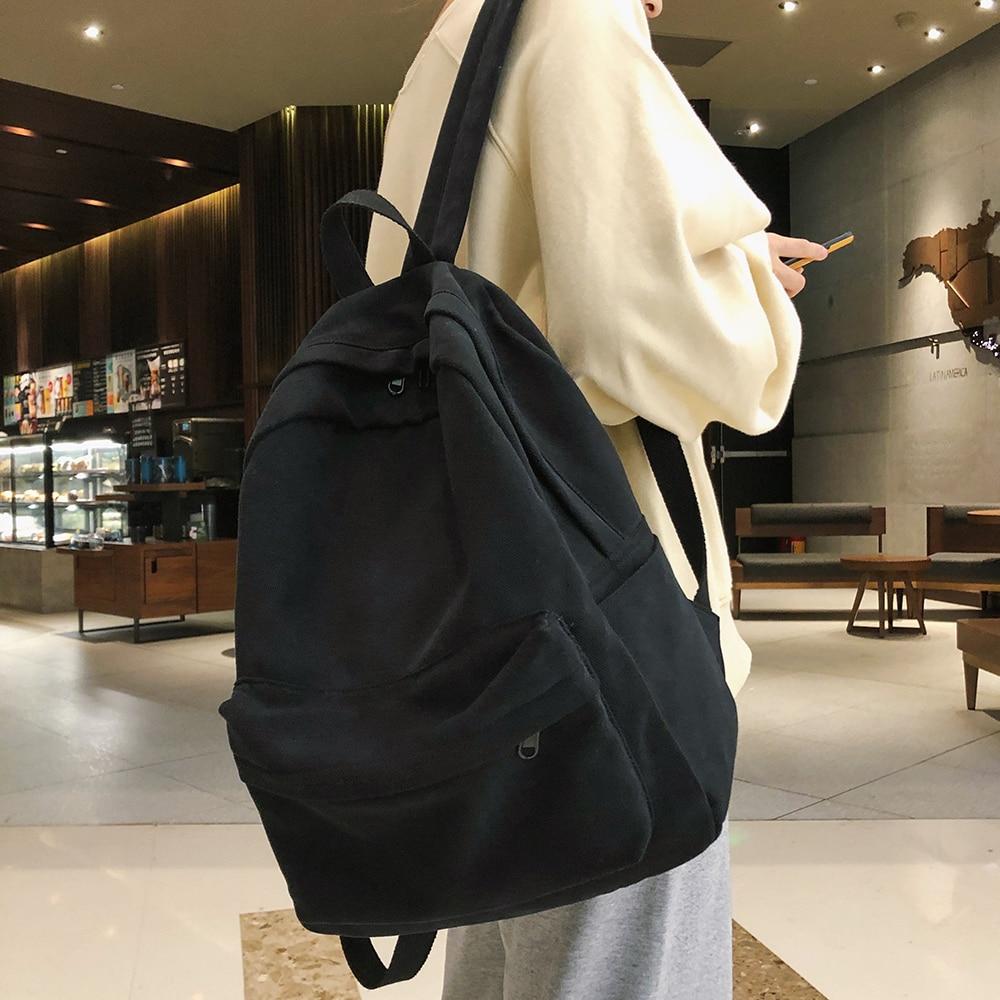 Women’s Minimalist Canvas Backpack – Water-Repellent Lightweight Multi-Pocket Bag with Laptop Compartment for School Work and Travel
