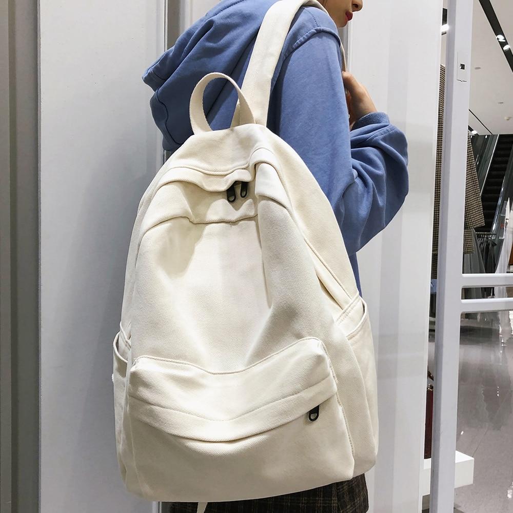 Women’s Minimalist Canvas Backpack – Water-Repellent Lightweight Multi-Pocket Bag with Laptop Compartment for School Work and Travel