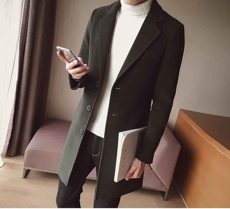 Palton lung din lână pentru bărbați – Elegant, croială slim, clasic, smart, formal