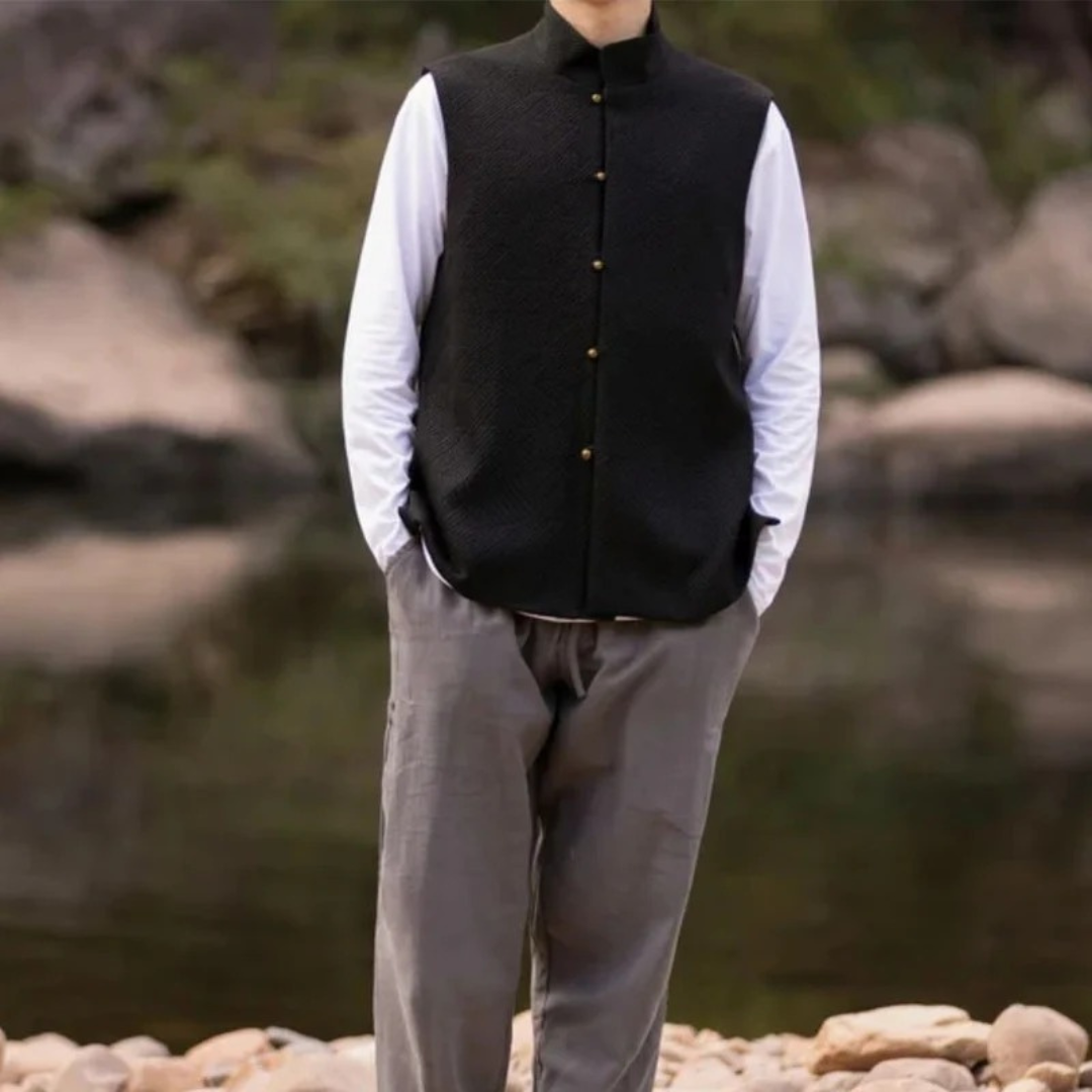 Gilet da uomo con collo rialzato e texture – Strato raffinato dal fascino tradizionale, ideale per outfit casual e occasioni speciali
