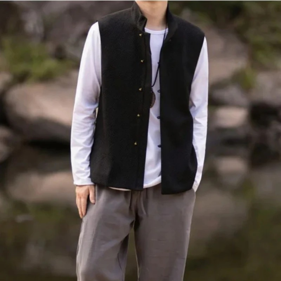 Gilet da uomo con collo rialzato e texture – Strato raffinato dal fascino tradizionale, ideale per outfit casual e occasioni speciali