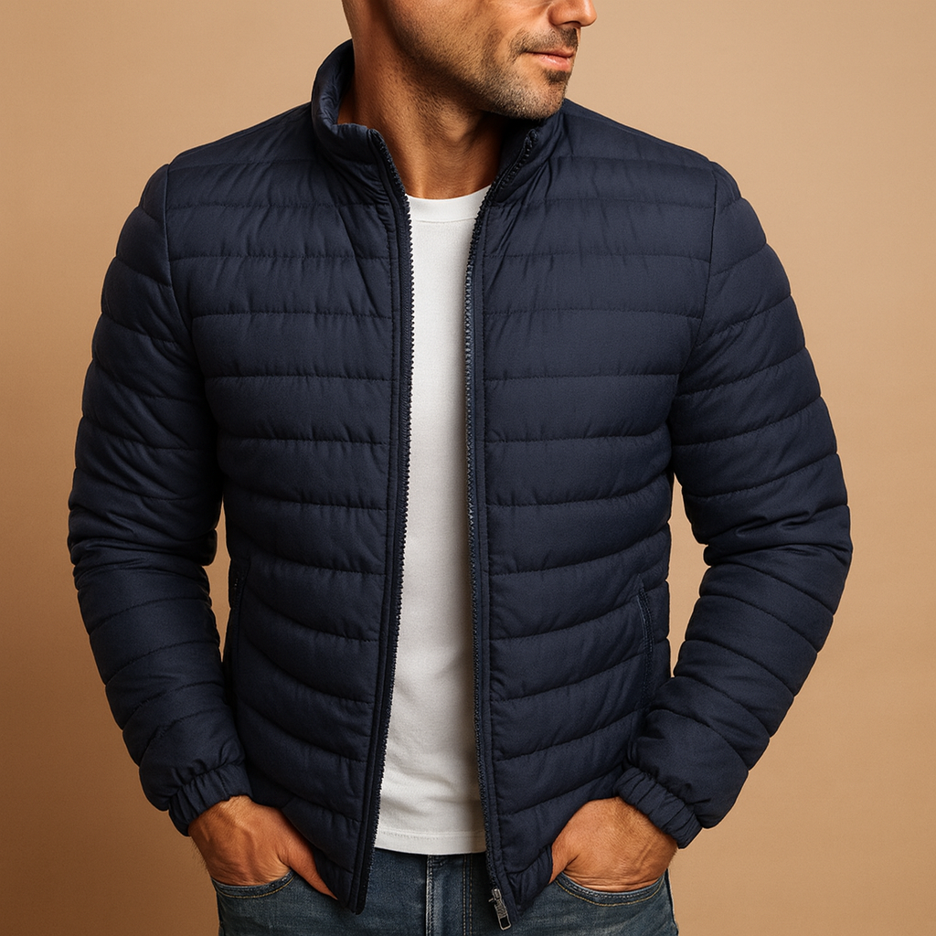 Cazadora acolchada ligera para hombre - Prenda con relleno y cremallera para primavera, verano, viajes, días informales y el día a día en la ciudad