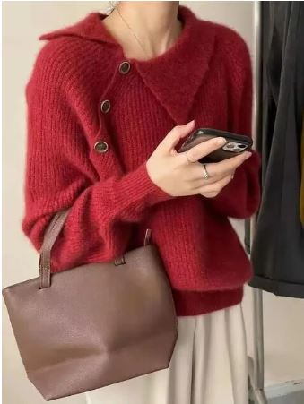 Maglione Vintage da Donna in Maglia per Autunno e Inverno Caldo e alla Moda per Tutti i Giorni