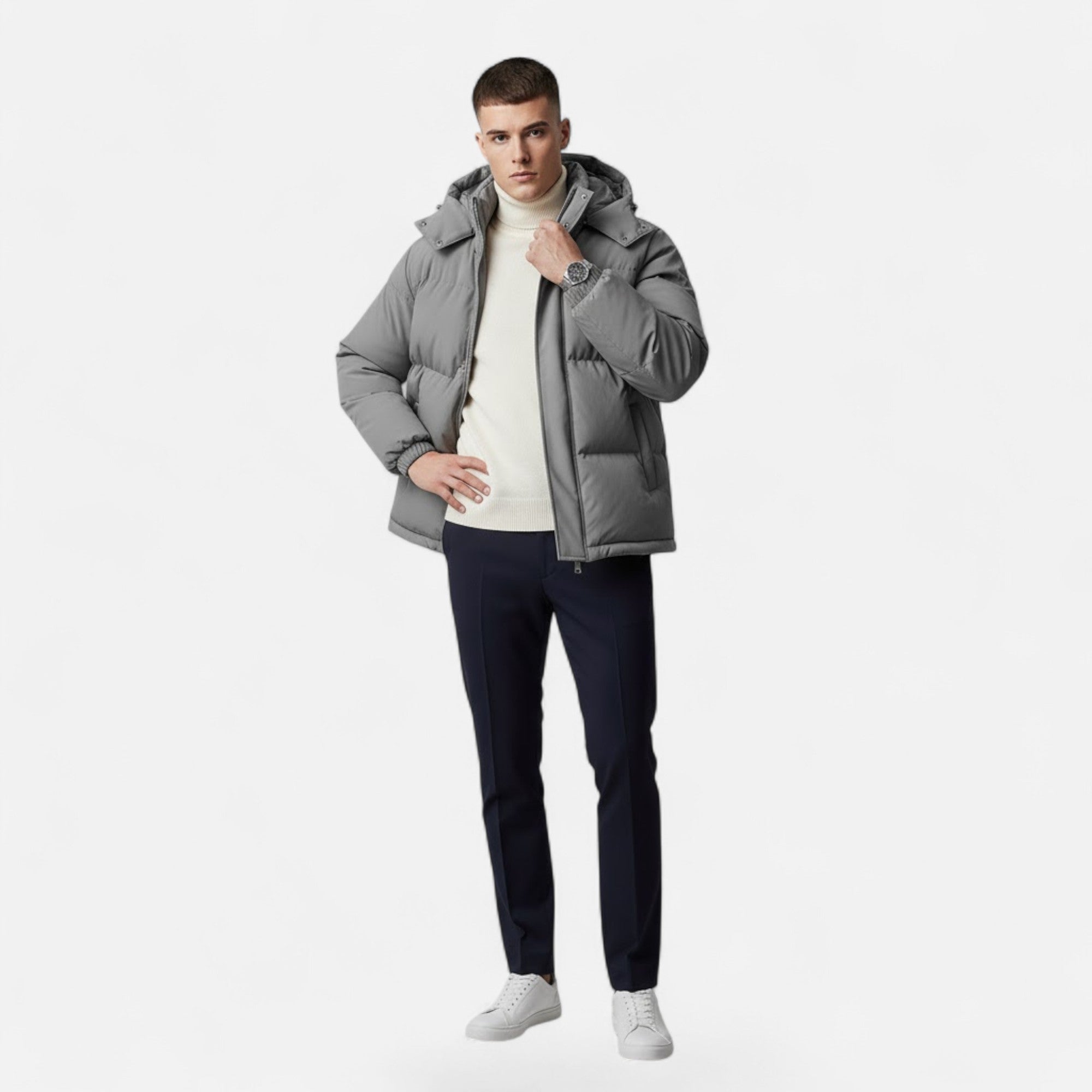 Valmonti | Men’s Hooded Solid-Colour Padded Jacket