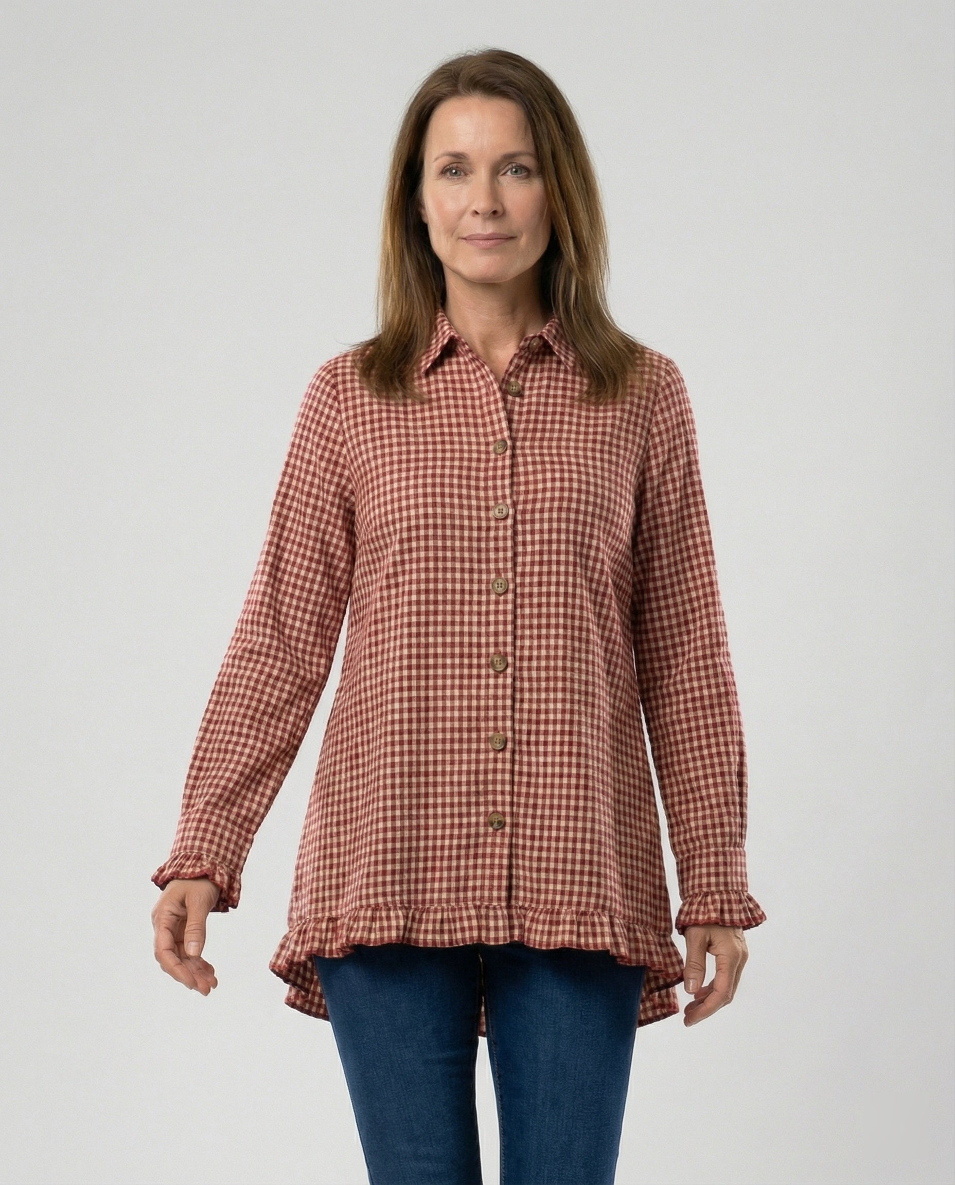 Camicia Oversize da Donna in Lino a Quadri – Traspirante, Leggera, Confortevole, Vestibilità Rilassata, Casual, Quotidiana