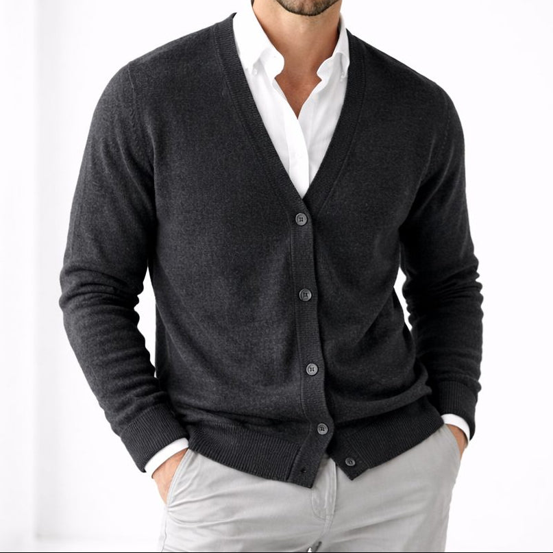 Cardigan da uomo in maglia con scollo a V - Modello a maniche lunghe con bottoni sul davanti e vestibilità comoda per un look casual elegante