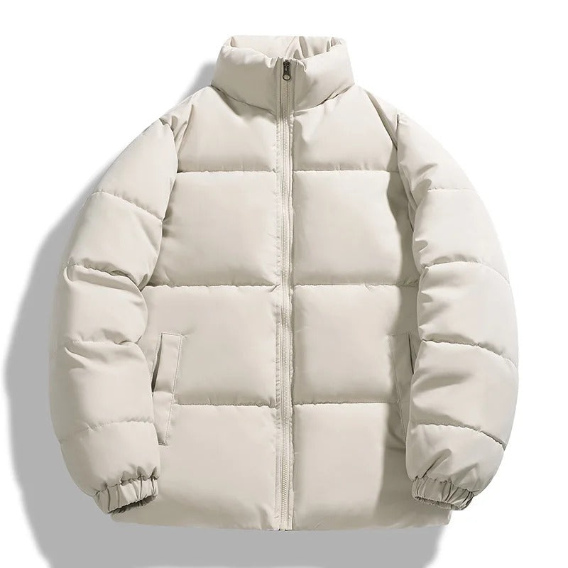 Pánska teplá prešívaná bunda - zateplená bunda so stojacím golierom na zips na bežné každodenné nosenie, zimné cestovanie, pohodlie v prírode a street style do chladného počasia