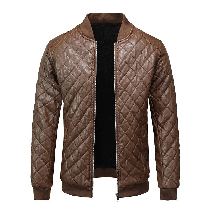 Men’s Diamond-Quilted Bomber Jacket – Refined Zip-Up Layer for Smart Casual Wear