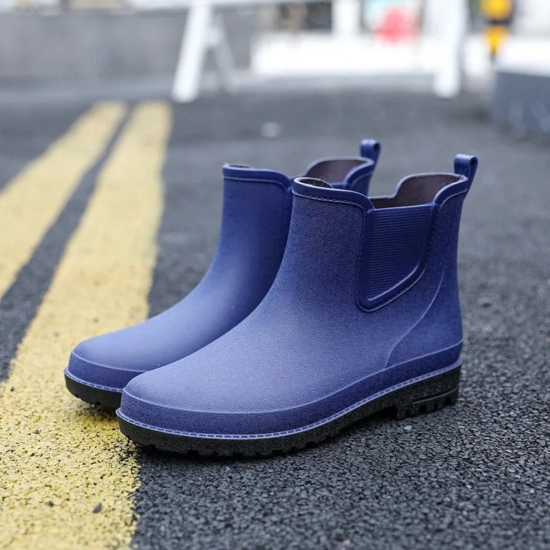Bottes de pluie Chelsea imperméables pour homme – Design à enfiler à la cheville, avec empiècements latéraux élastiques et semelle crantée