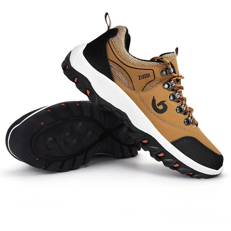 Sapatos de caminhada impermeáveis com biqueiras reforçadas para homem – Conforto respirável com atacadores para caminhadas no campo e aventuras ao ar livre