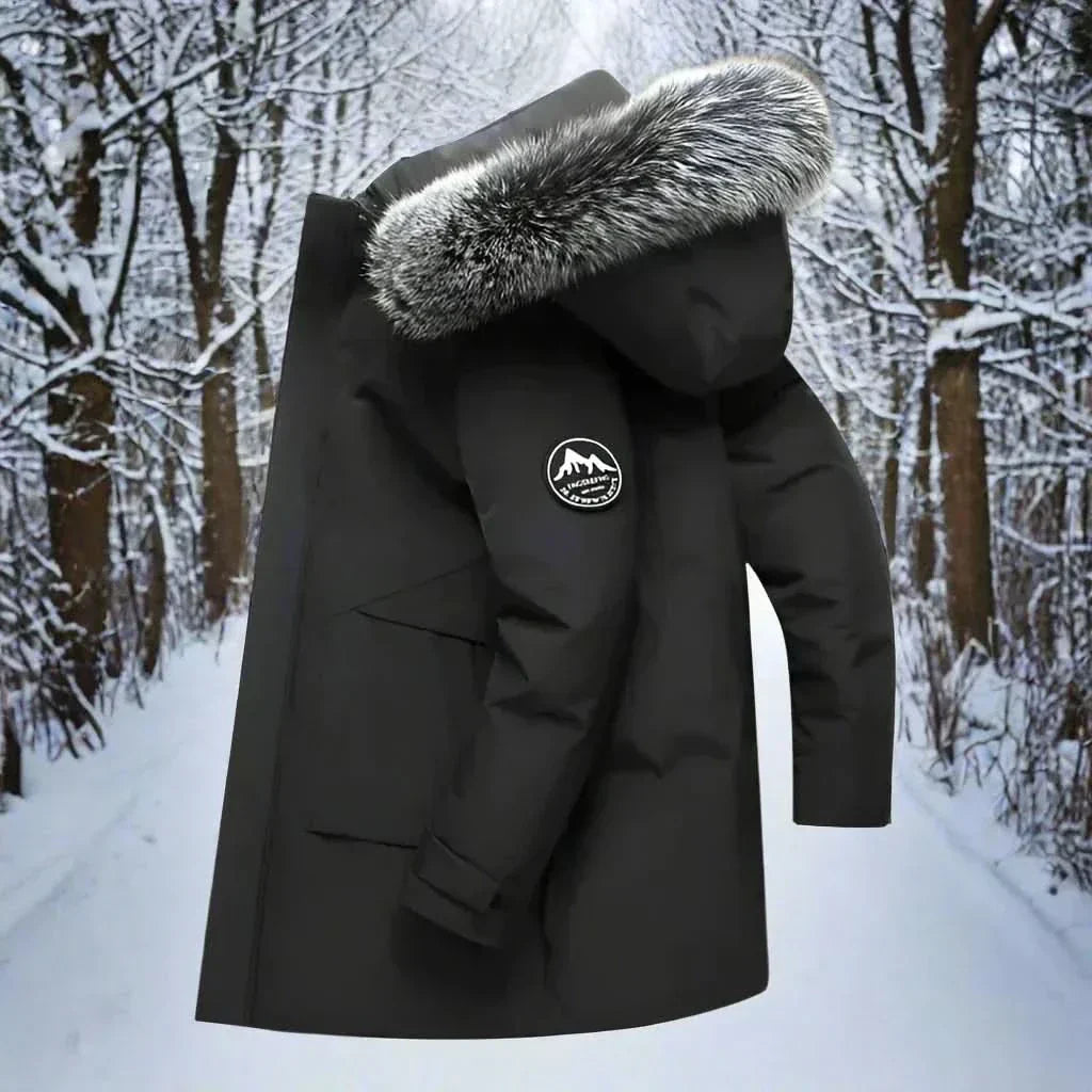 Pánská zimní parka odpuzující vodu – dlouhý kabát s kapucí na dojíždění i outdoorové aktivity