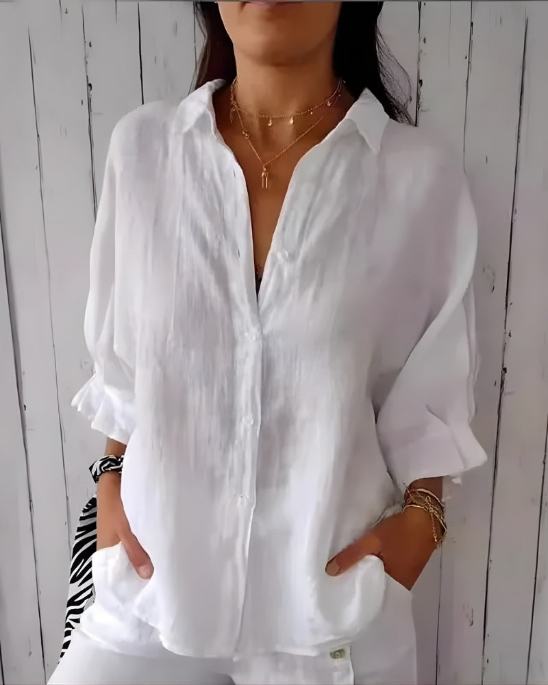 Women’s Lightweight Casual Shirt – Relaxed Roll-Sleeve Button-Up for Travel and Everyday Wear